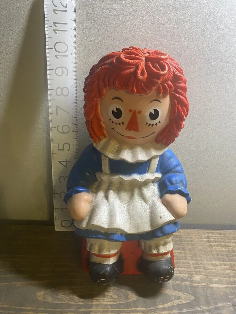 Vintage 1972 RAGGEDY ANN Plastic Piggy Bank BOBBS MERRILL MY TOY CO. Large 10.5